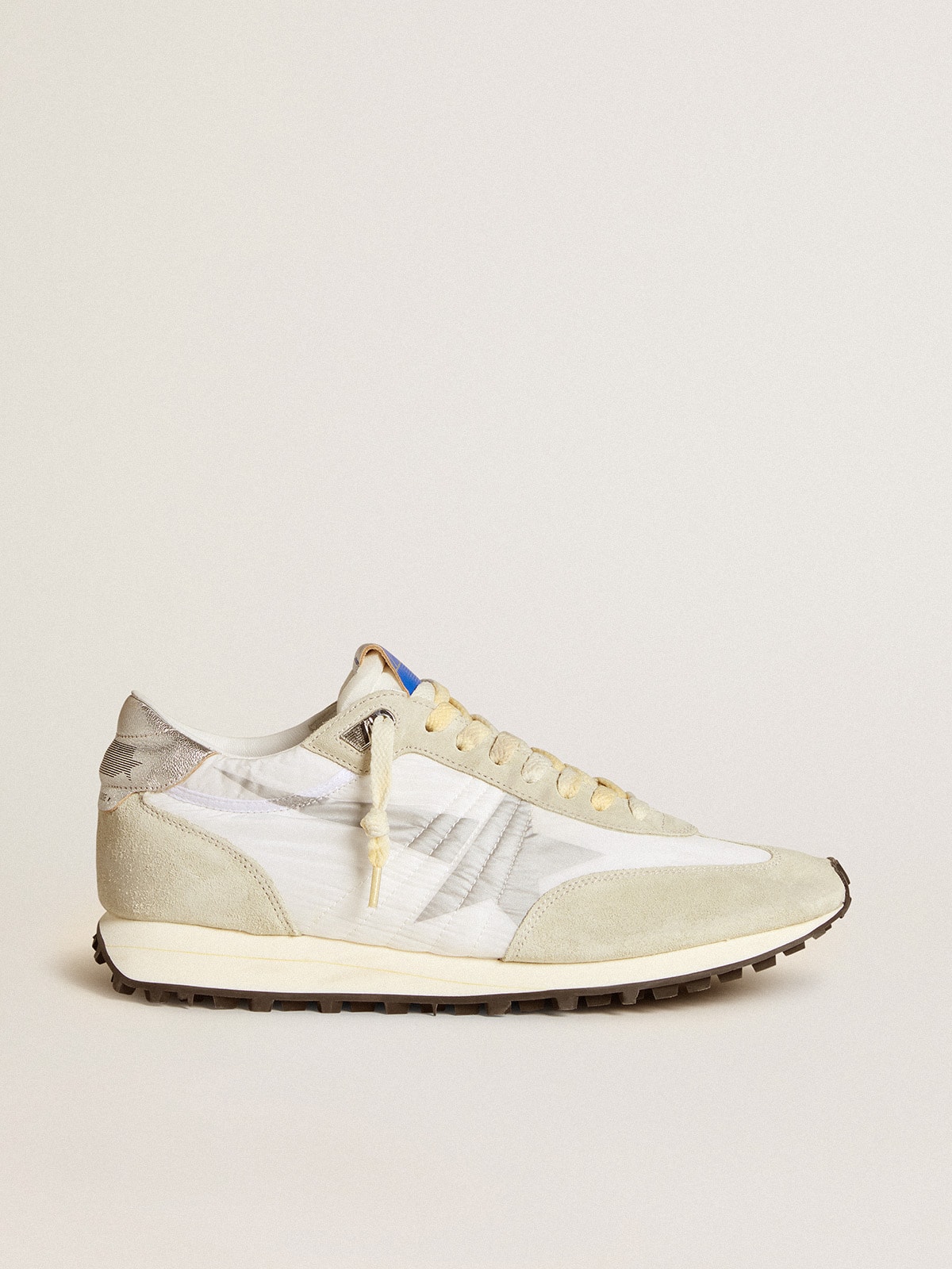 Golden Goose - Men’s Marathon with white nylon upper and silver star in 