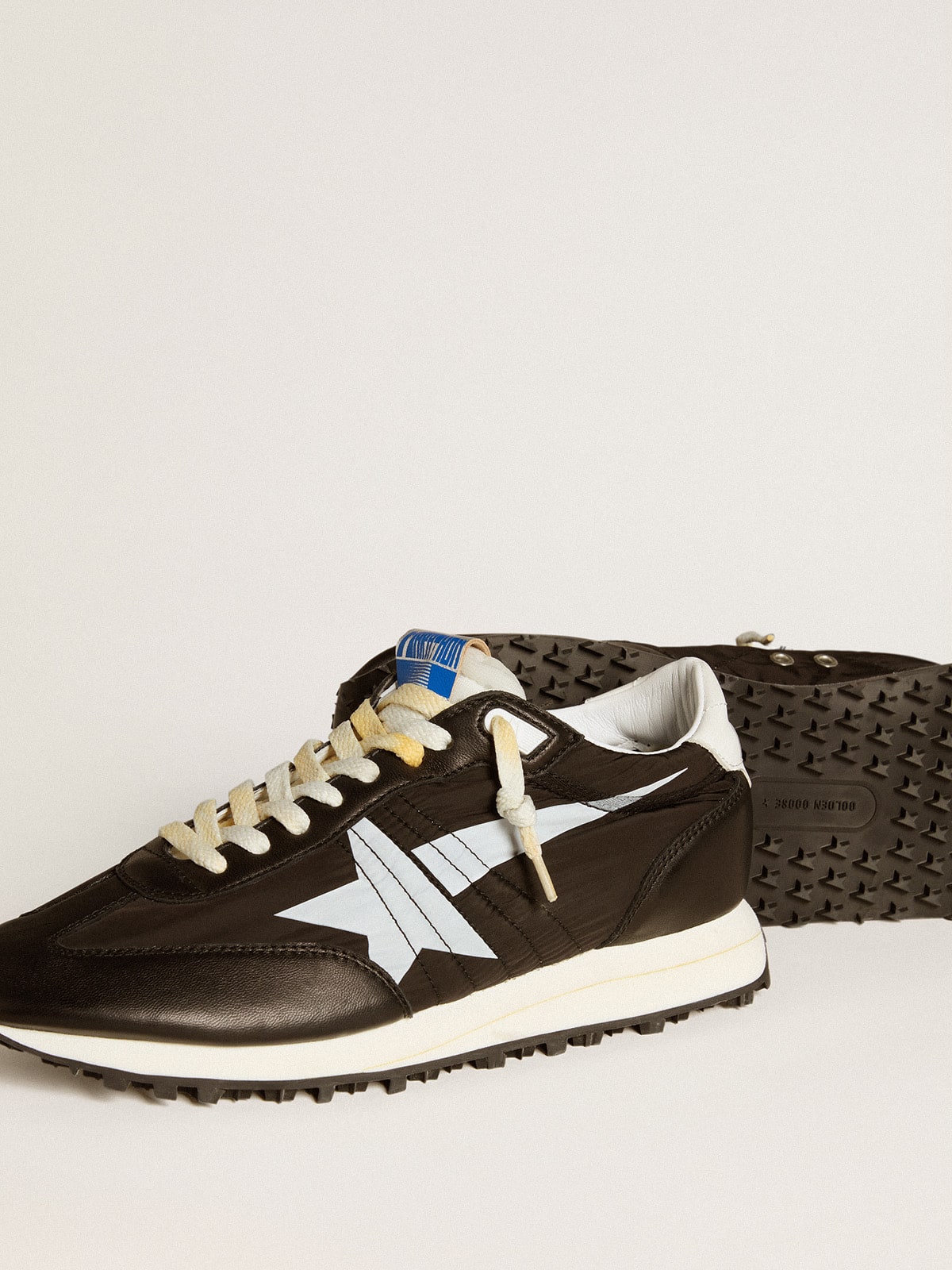 Golden Goose - Men’s Marathon with black nylon upper and white star in 