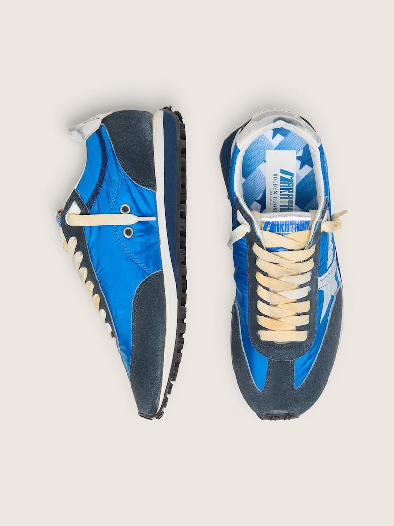 Golden Goose - Marathon f&uuml;r Herren mit blauem Nylonschaft und wei&szlig;em Stern in 