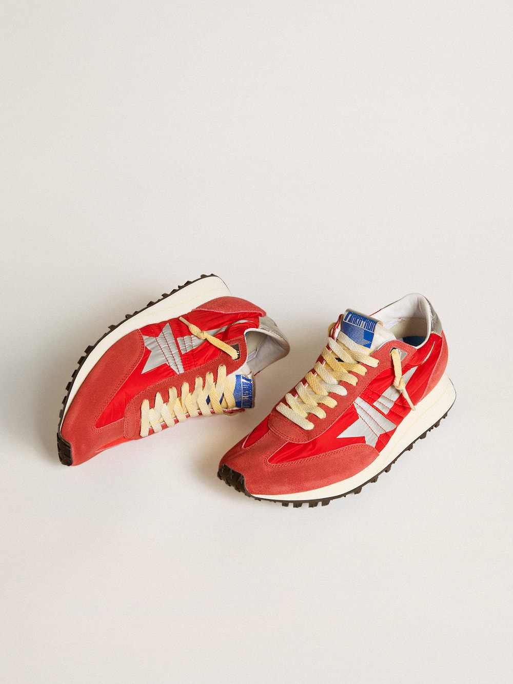 Golden Goose - Men’s Marathon with red nylon upper and silver star in 