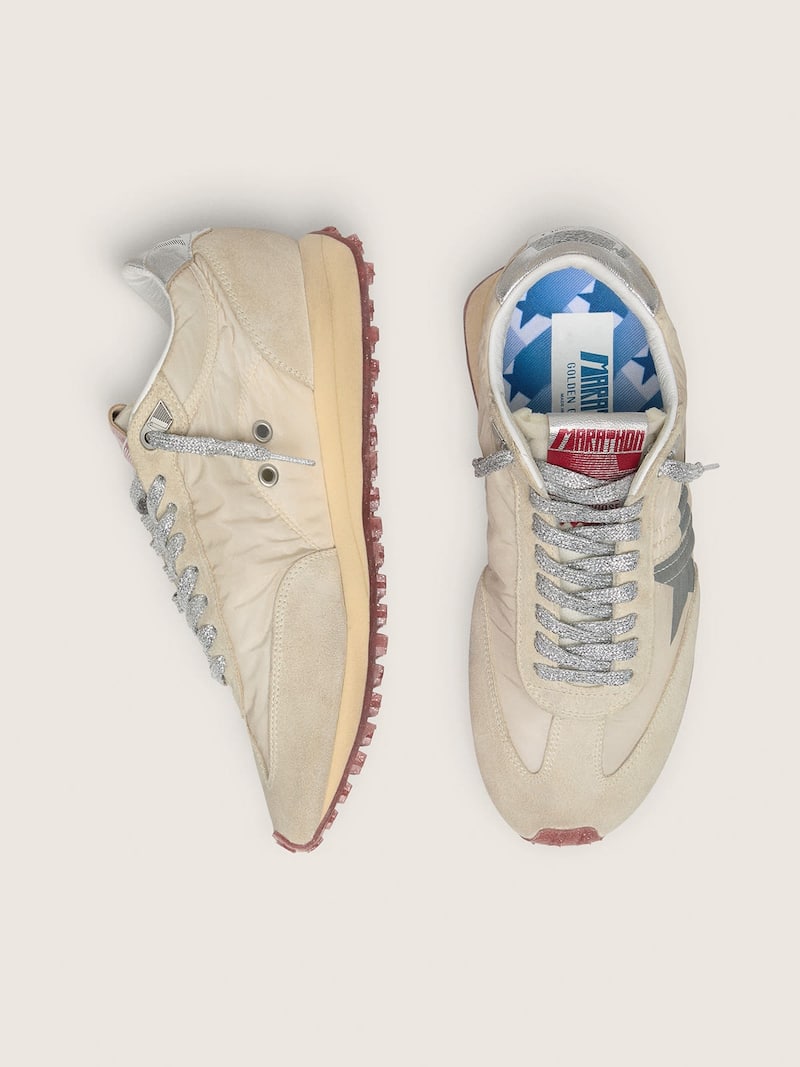 Golden Goose - Marathon de hombre con pala de nailon beige y estrella gris in 