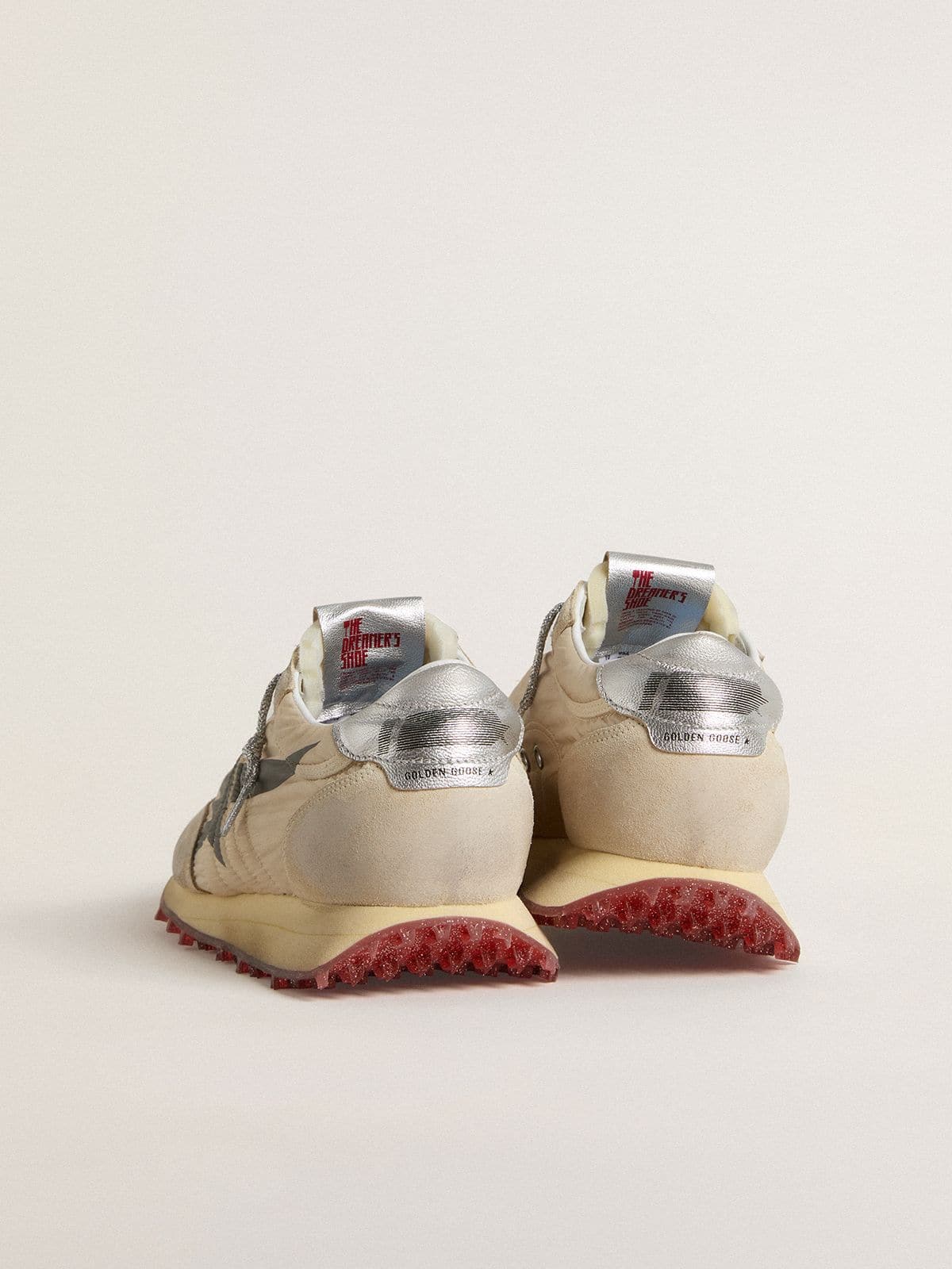 Golden Goose - Marathon Herren mit beigefarbenem Nylonschaft und grauem Stern in 
