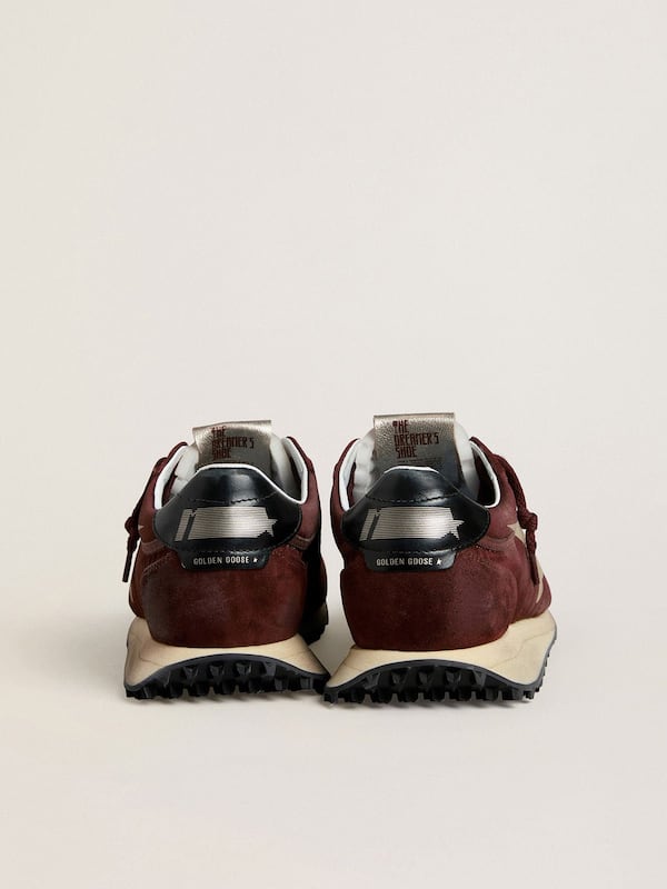 Golden Goose - Men's Marathon with burgundy satin upper and platinum leather star in 