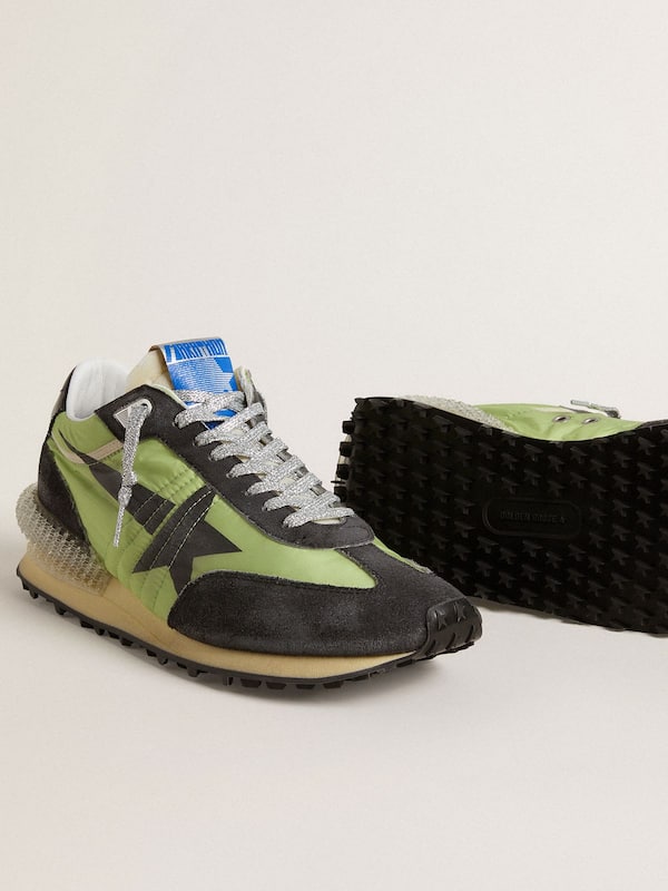 Golden Goose - Men's Marathon with green nylon upper and black star in 