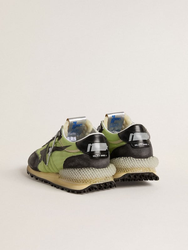 Golden Goose - Men's Marathon with green nylon upper and black star in 