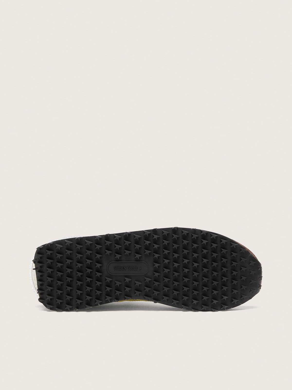 Golden Goose - Marathon donna in nylon giallo lime, con stella nera e inserti in suede marrone in 