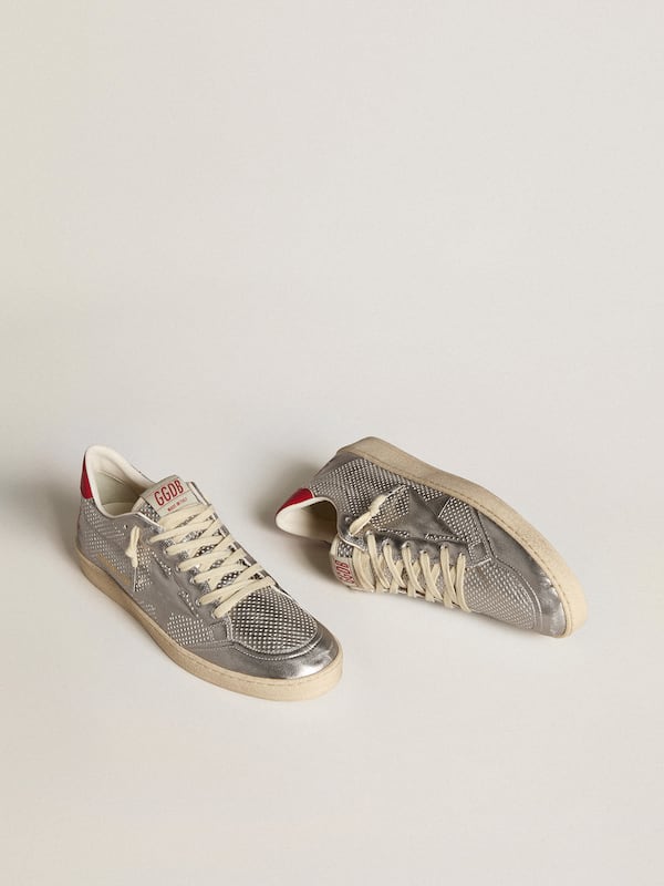 Golden Goose - Bio-based Ball Star in metallic silver with silver star and red heel tab in 