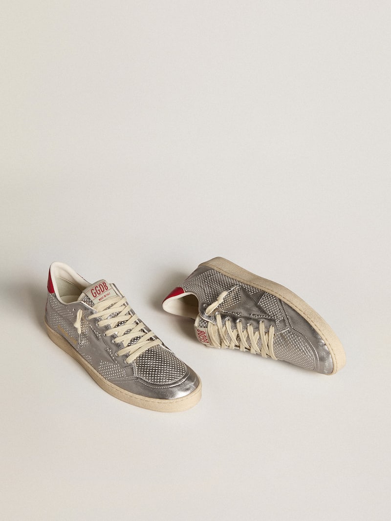 Golden Goose - Bio-based Ball Star in metallic silver with silver star and red heel tab in 