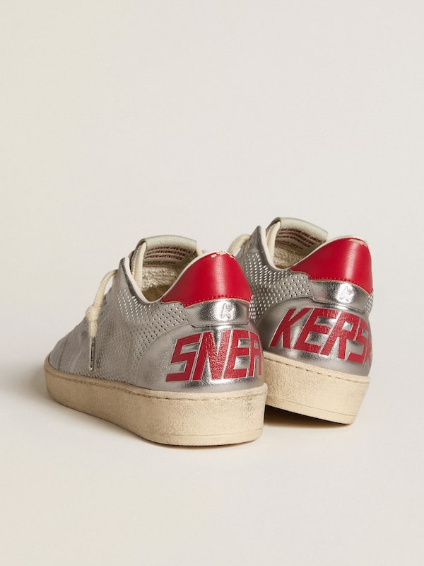 Golden Goose - Bio-based Ball Star in metallic silver with silver star and red heel tab in 