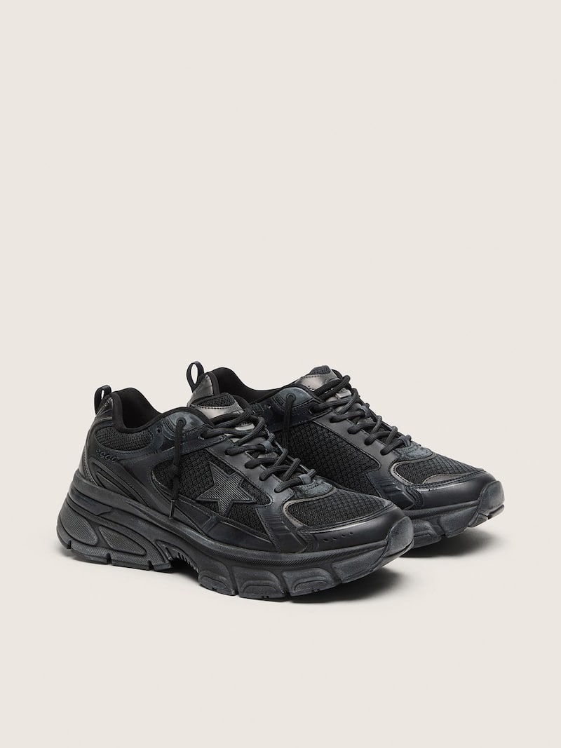 Golden Goose - Lightstar Uomo in tomaia in pelle e mesh neri e stella nera in 