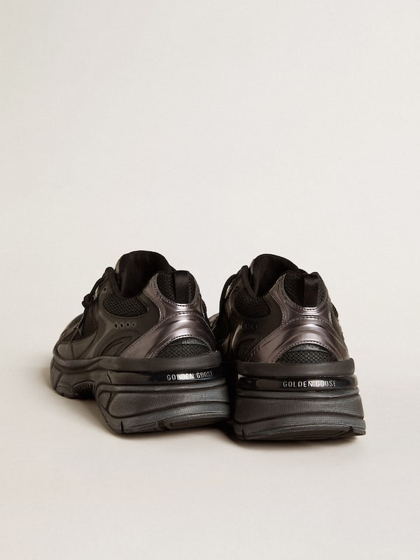 Golden Goose - Men’s Lightstar with black leather and mesh upper and black star in 