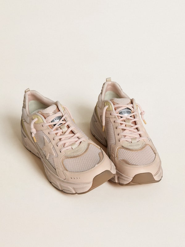 Golden Goose - Men’s Lightstar with pink leather and mesh upper and pink star in 