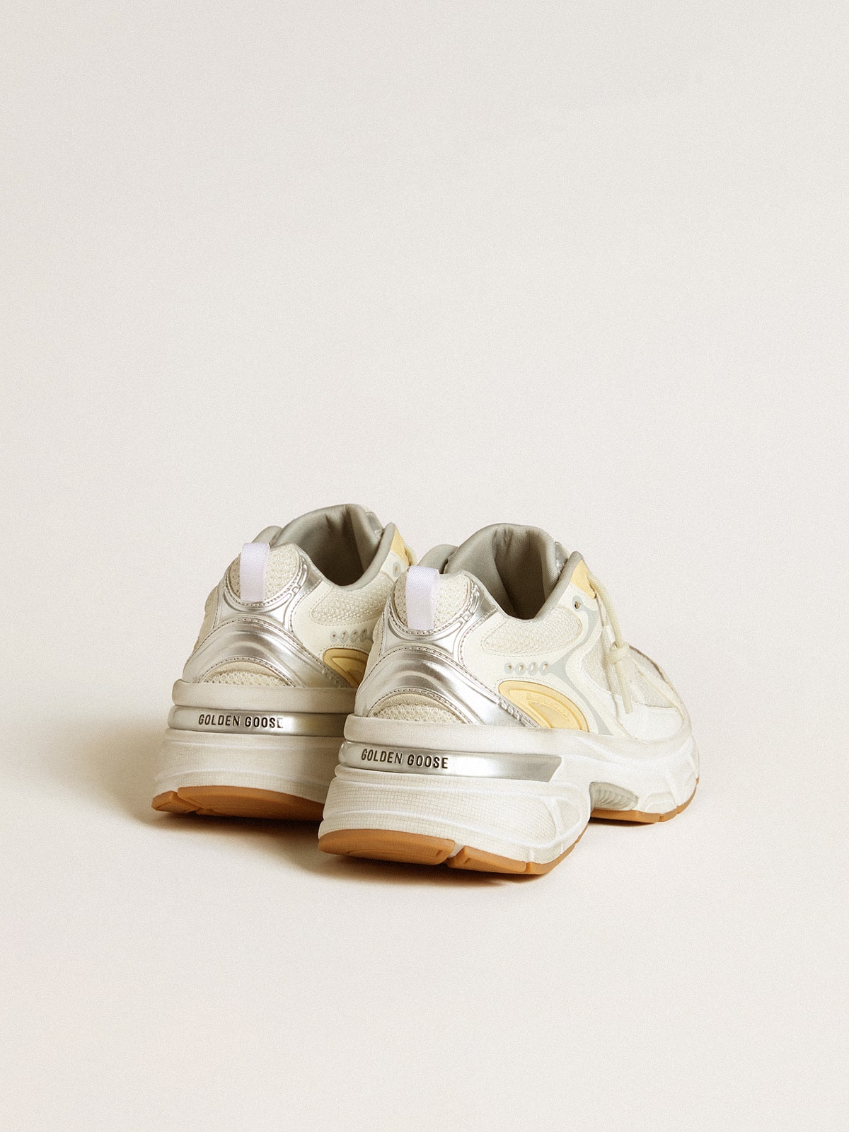 Golden Goose - Men’s Lightstar in white leather and mesh with worn-white star in 