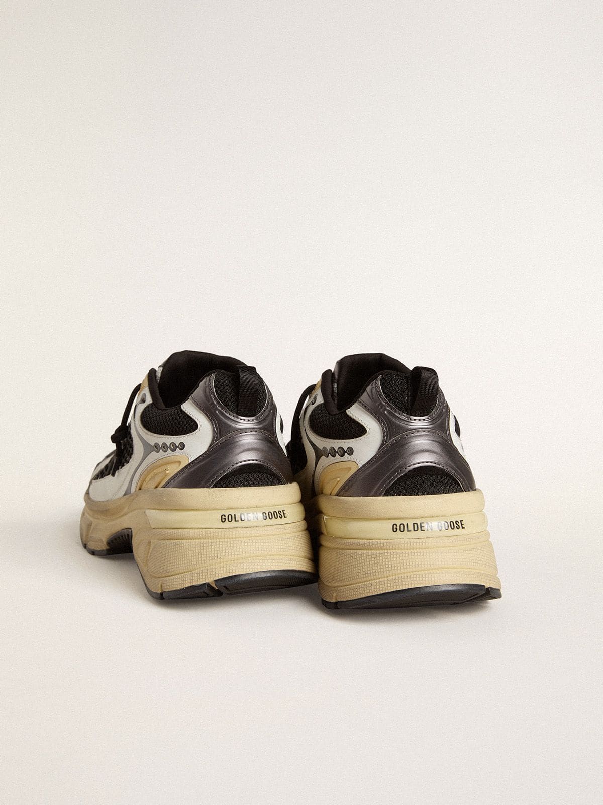 Golden Goose - Men’s Lightstar in white leather and black mesh with black TPU star in 