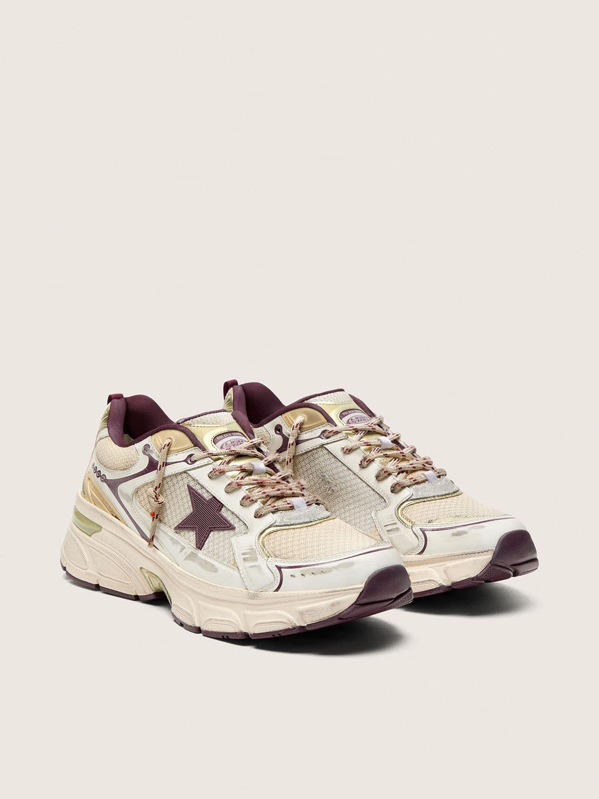 Men's Lightstar CNY in white mesh and leather with wine-red TPU star