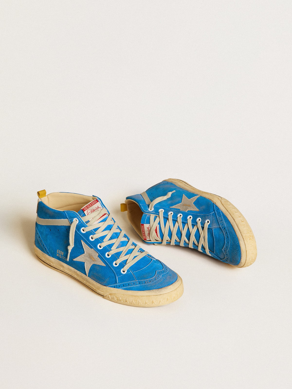 Golden Goose - Men's Mid Star in suede with metallic leather star and leather heel tab in 