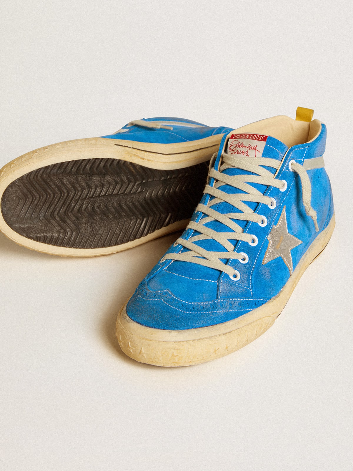 Men's Mid Star in suede with metallic leather star and