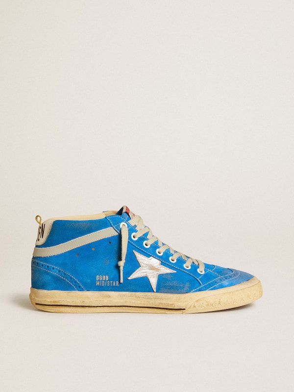 Golden Goose - Men's Mid Star in suede with metallic leather star and leather heel tab in 