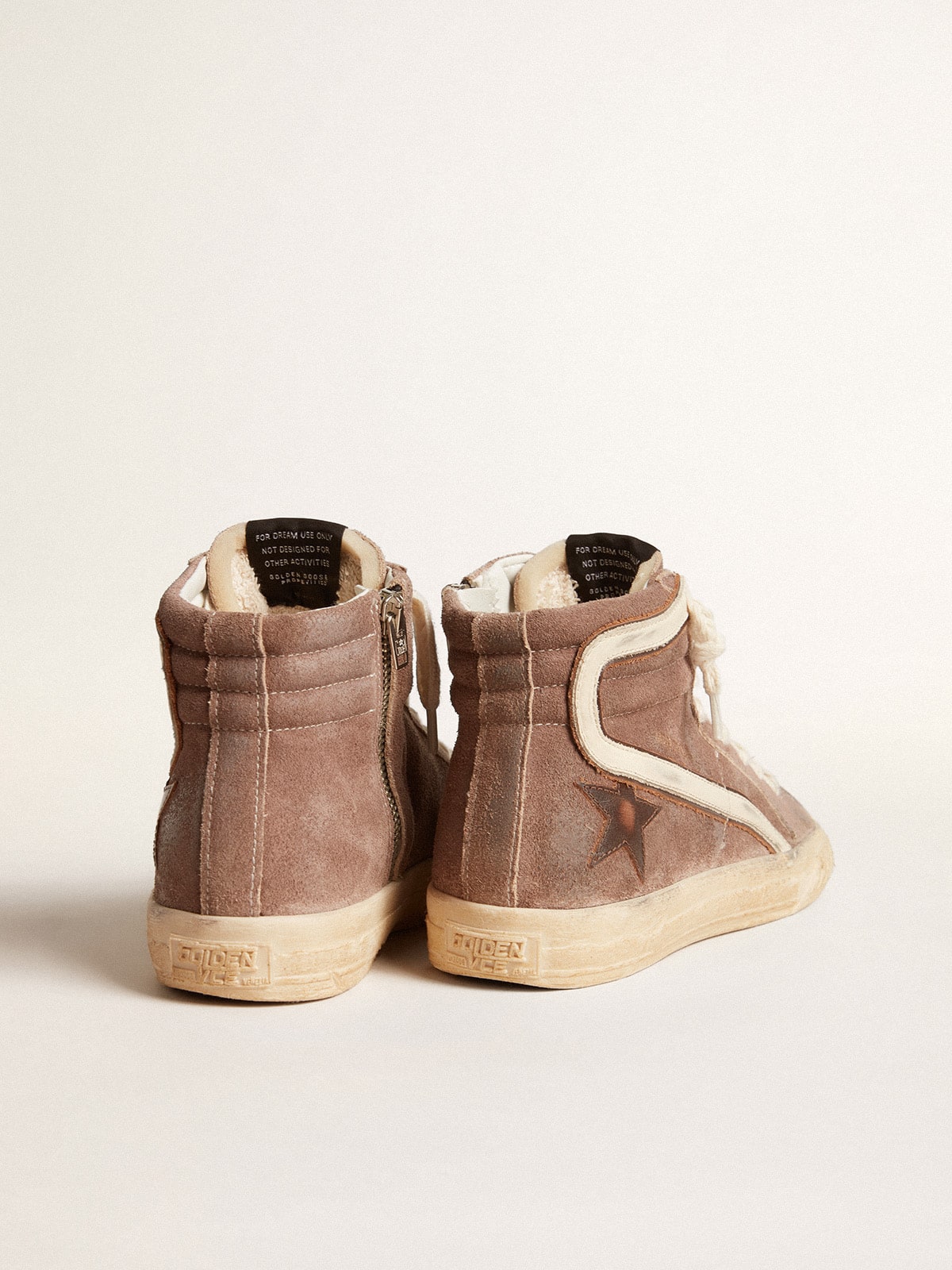 Golden Goose - Slide Uomo LTD in suede marrone con stella in pelle e virgola in pelle in 