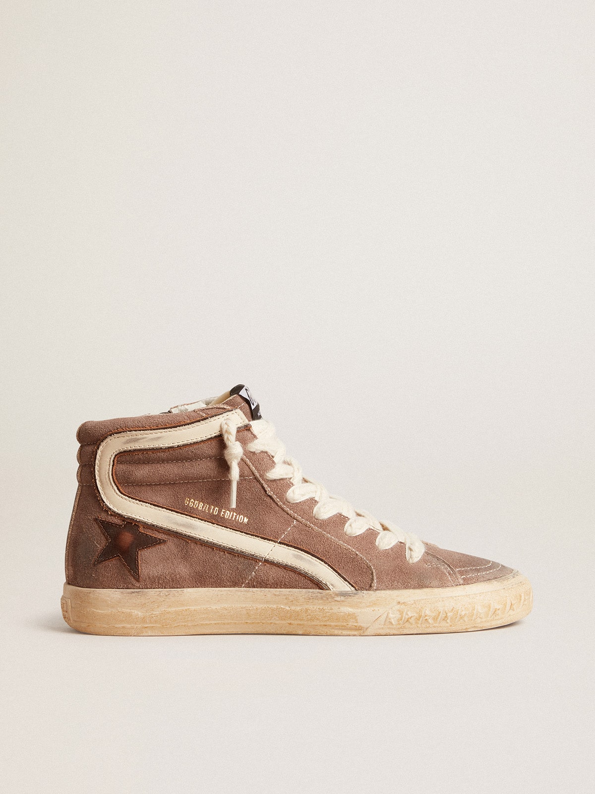 Golden Goose - Men’s Slide LTD in brown suede with leather star and flash in 