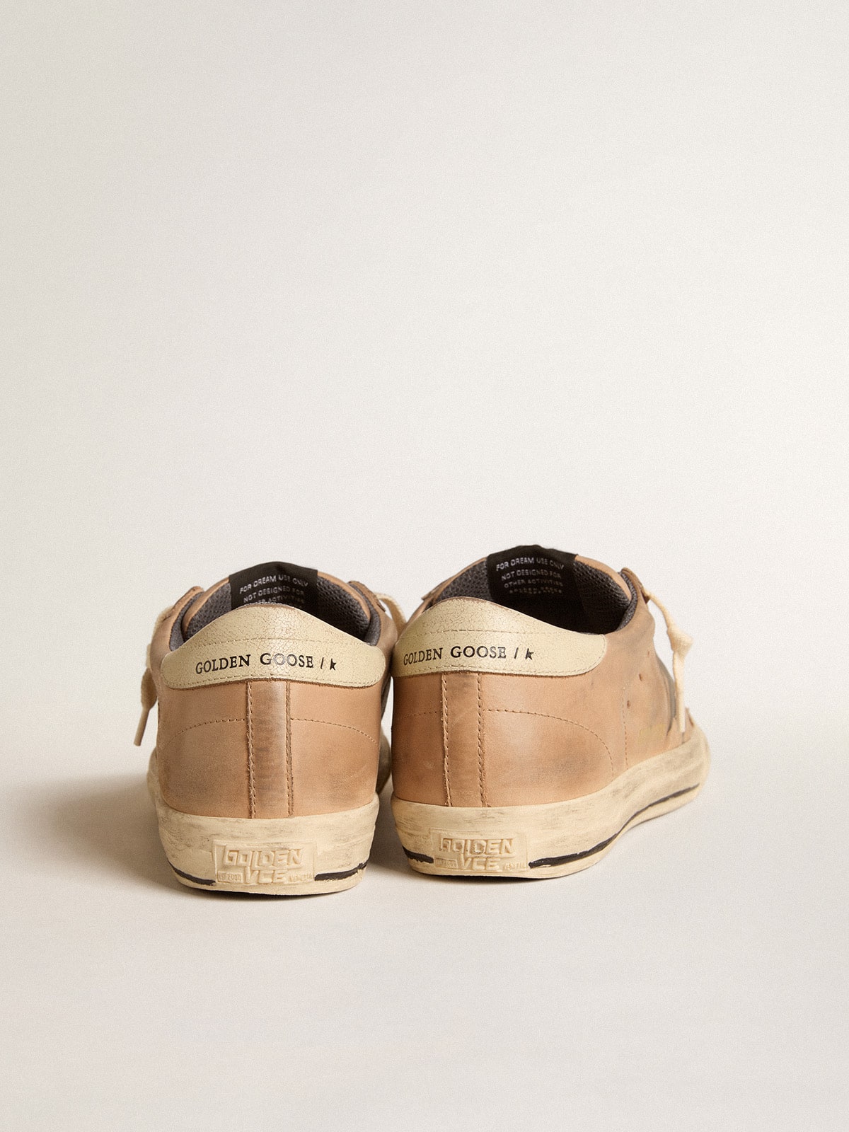 Golden Goose - Super-Star in beige nubuck with black printed star and leather heel tab in 