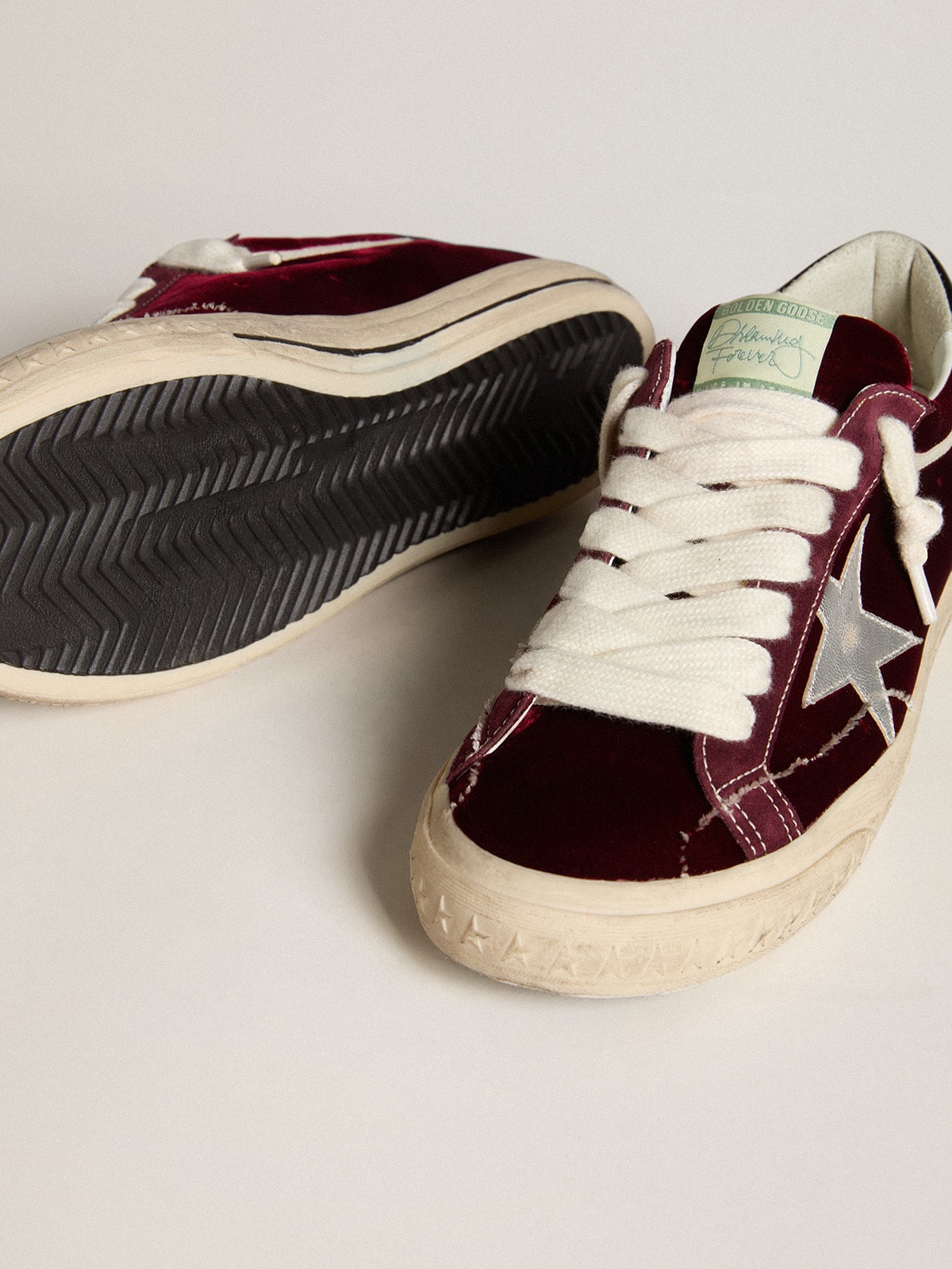 Golden Goose - Men’s Super-Star LTD in velvet with metallic leather star and heel tab in 