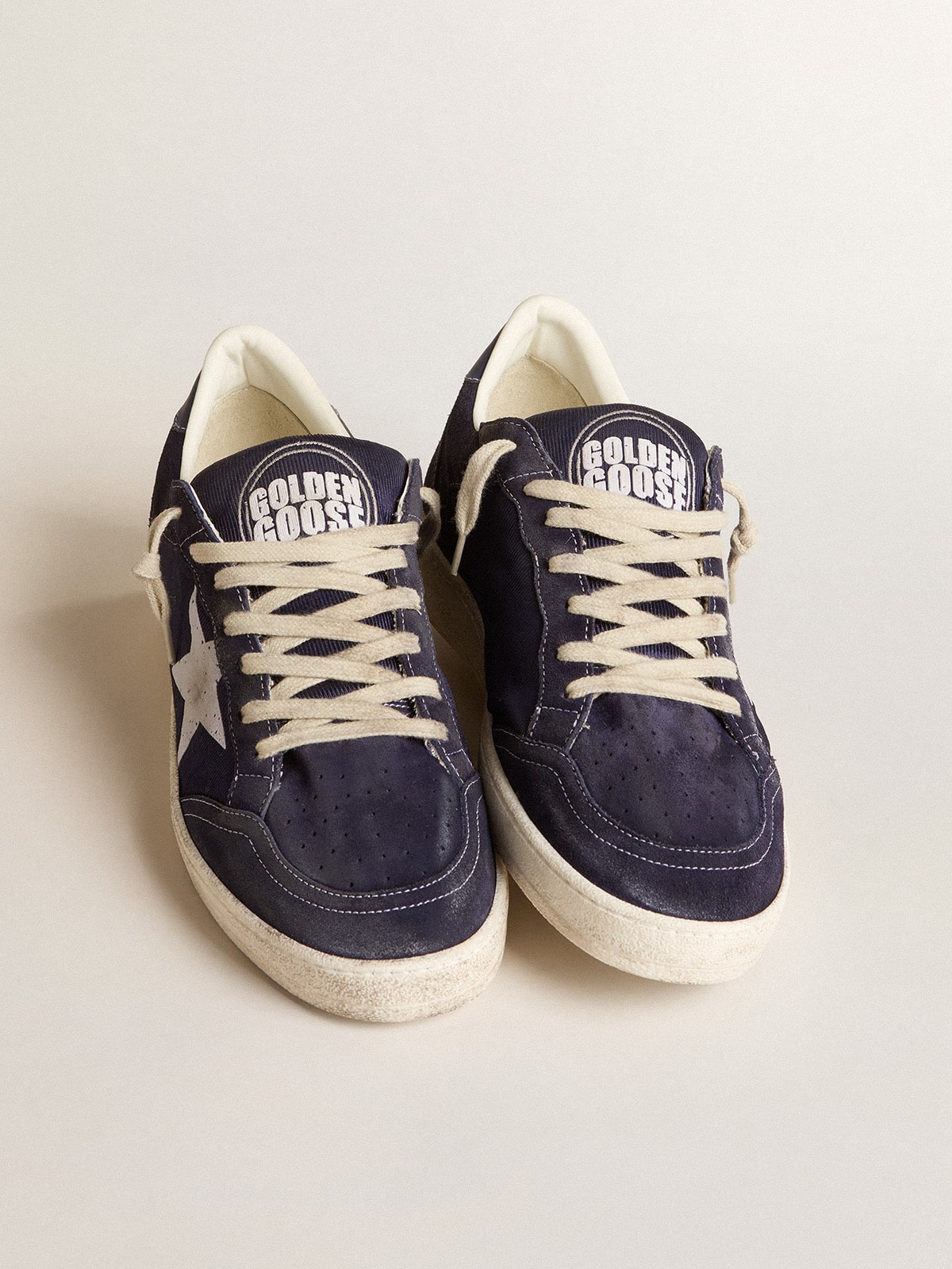 Ball Star LTD in blue suede and nylon with white star and blue heel tab | Golden  Goose