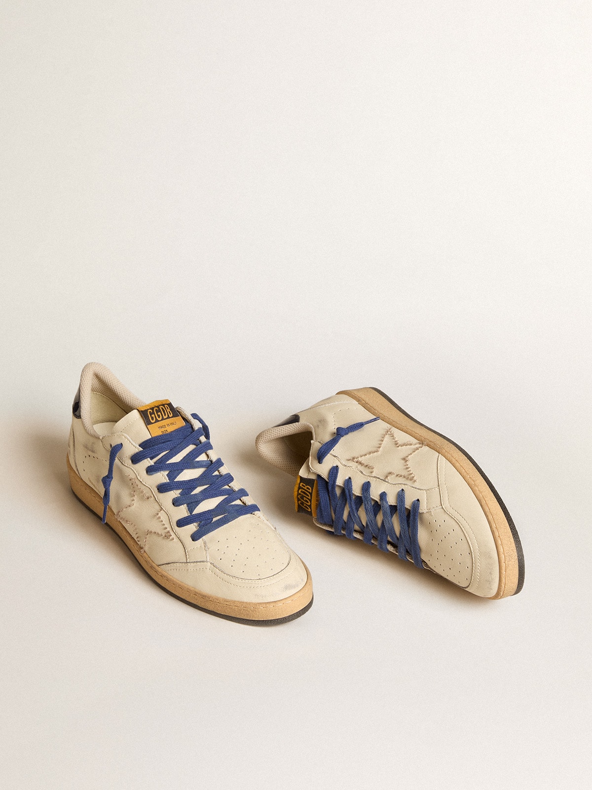 Golden Goose - Ball Star LTD with embroidered star and blue patent leather heel tab in 