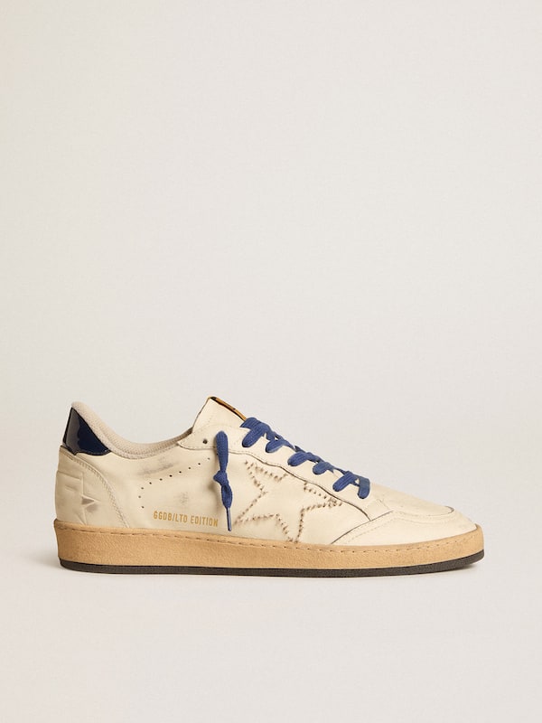Golden Goose - Ball Star LTD with embroidered star and blue patent leather heel tab in 