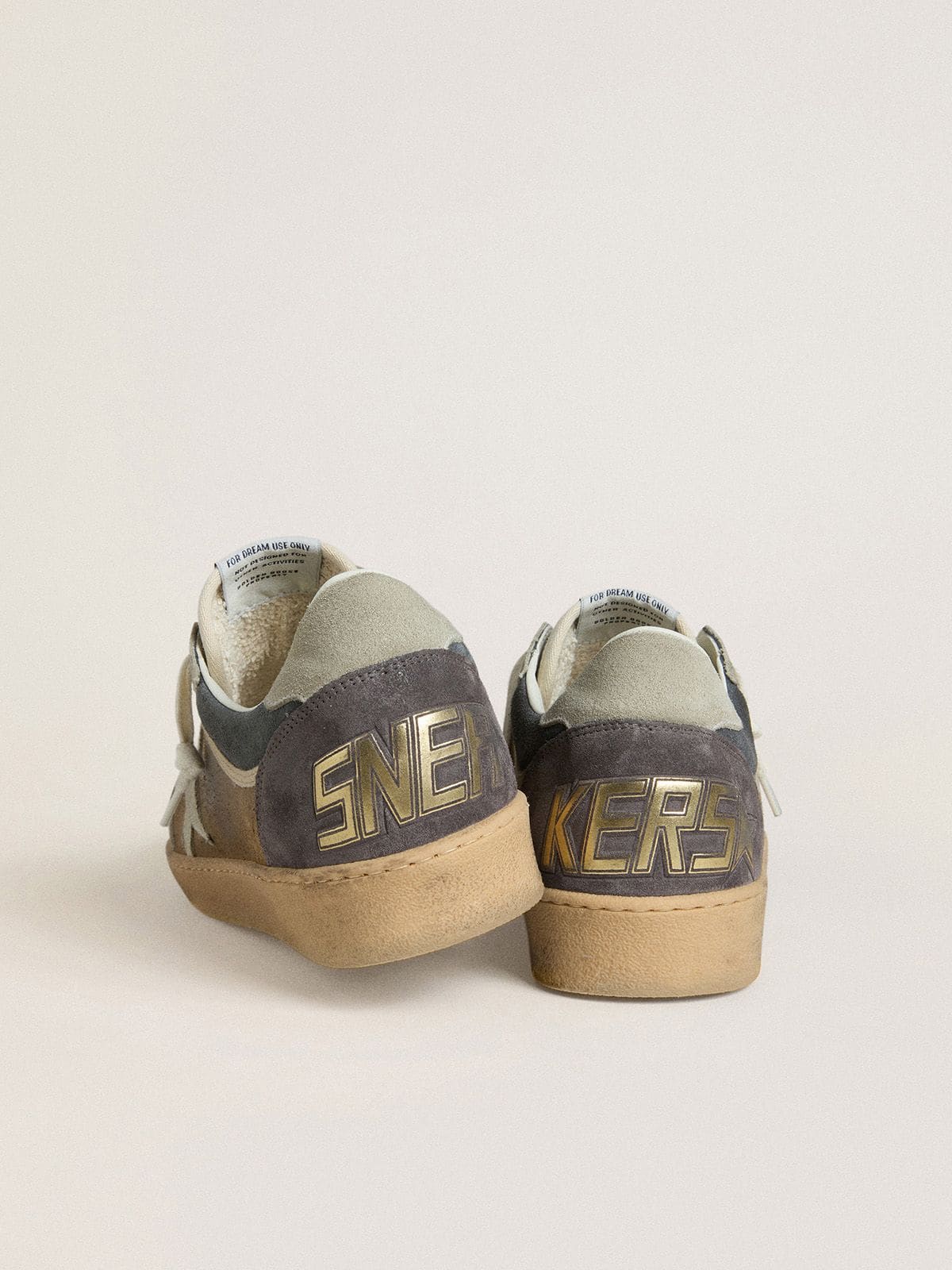 Golden Goose - Men's Ball Star in military-green waxed suede with ice-gray suede star and heel tab in 