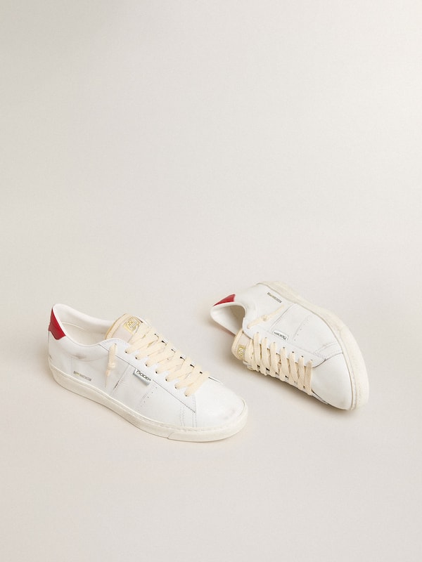 Golden Goose - Matchstar in glossy white leather with glossy red leather heel tab in 