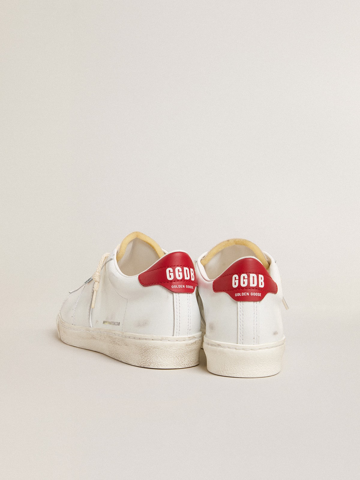 Golden Goose - Matchstar de piel brillante blanca con refuerzo del talón de piel brillante roja in 