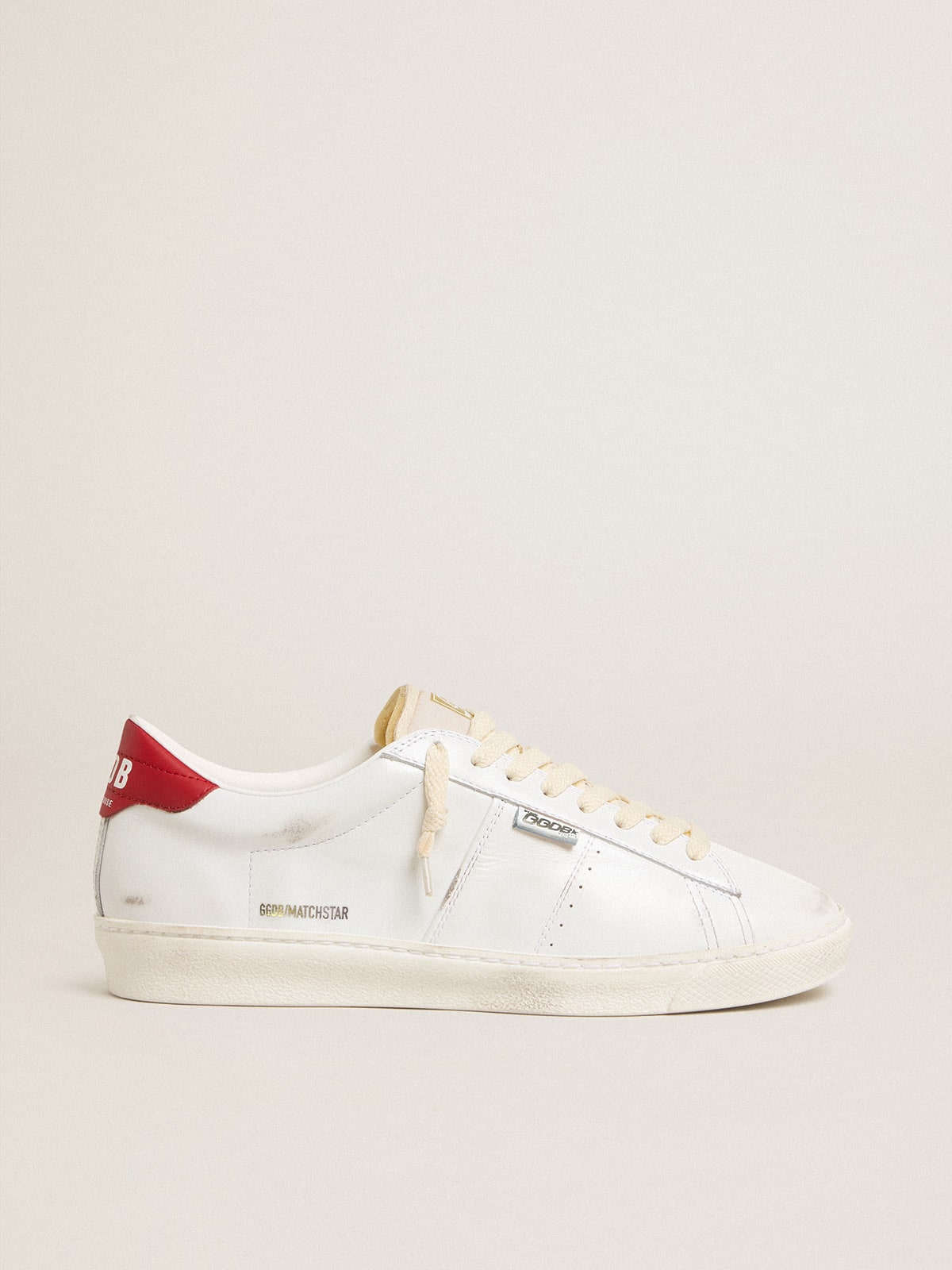 Golden Goose - Matchstar de piel brillante blanca con refuerzo del talón de piel brillante roja in 