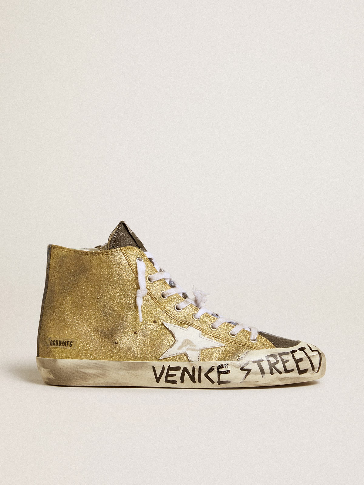 Francy LAB pour homme a paillettes dorees avec etoile en cuir blanc Golden Goose