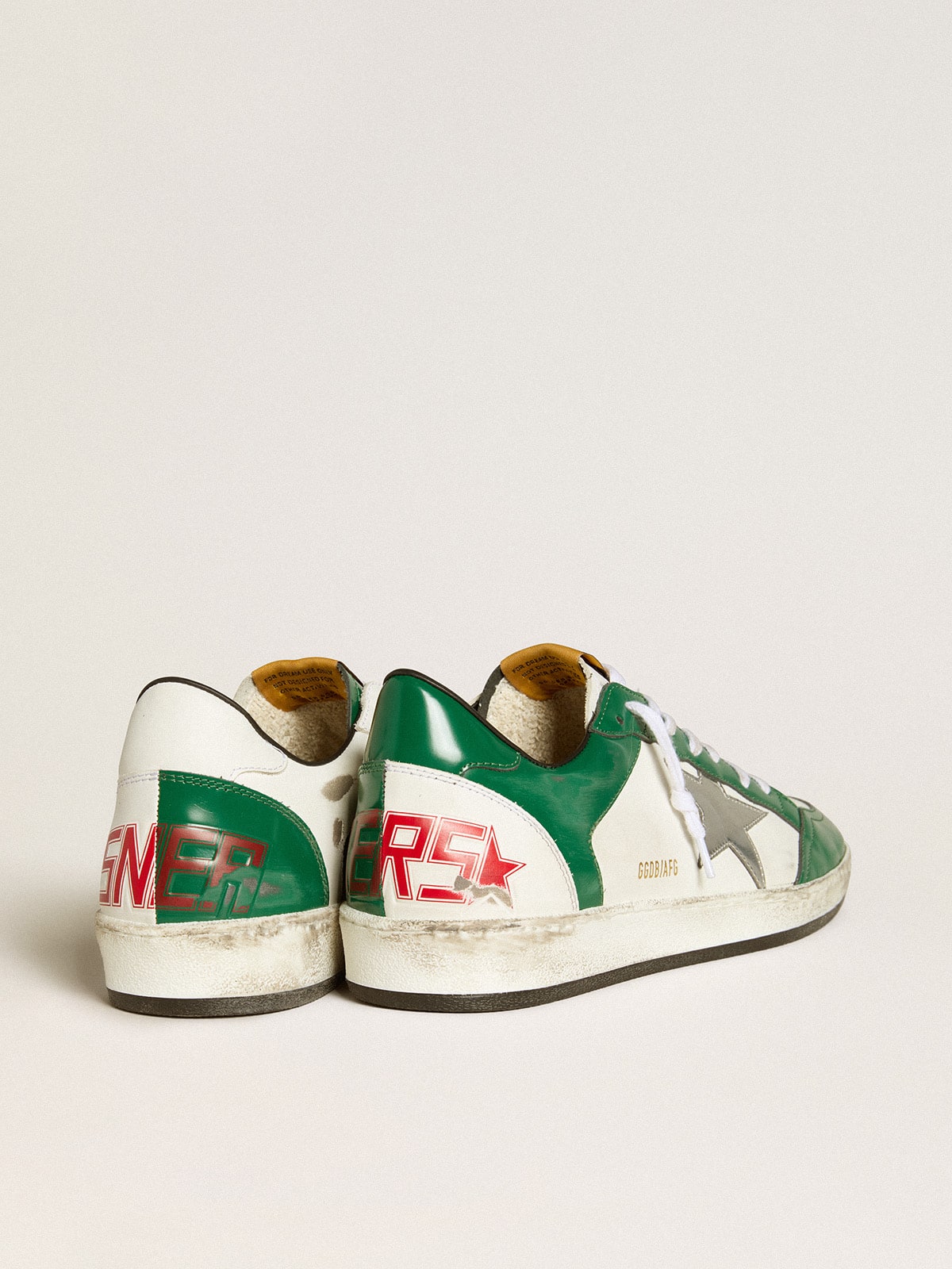 Golden Goose - Men's Ball Star LAB in green and white leather with silver star in 