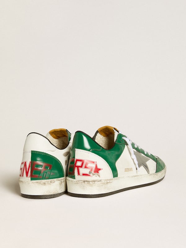 Golden Goose - Men's Ball Star LAB in green and white leather with silver star in 