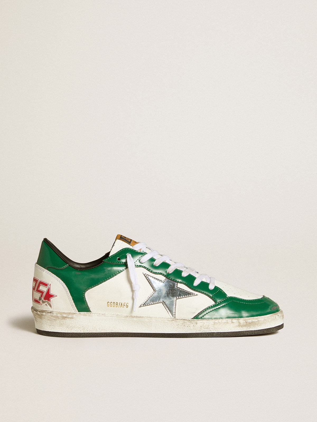 Golden Goose - Men's Ball Star LAB in green and white leather with silver star in 