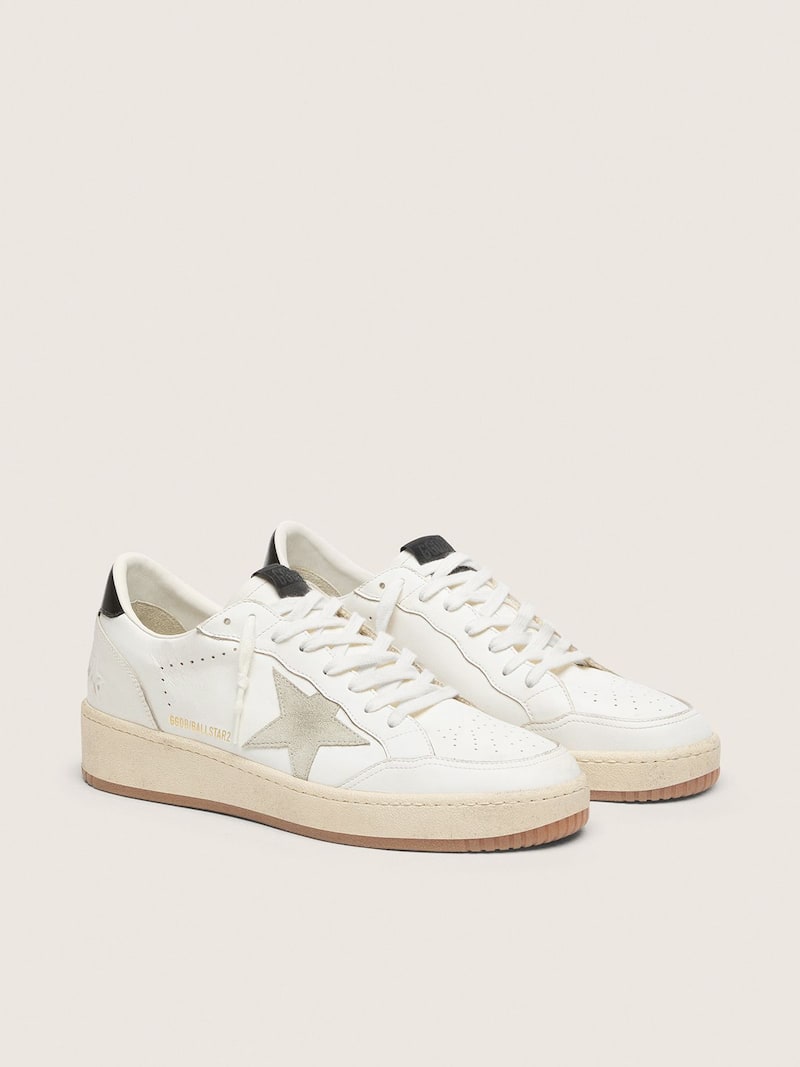 Golden Goose - Ball Star with ice-gray suede star and glossy black leather heel tab in 
