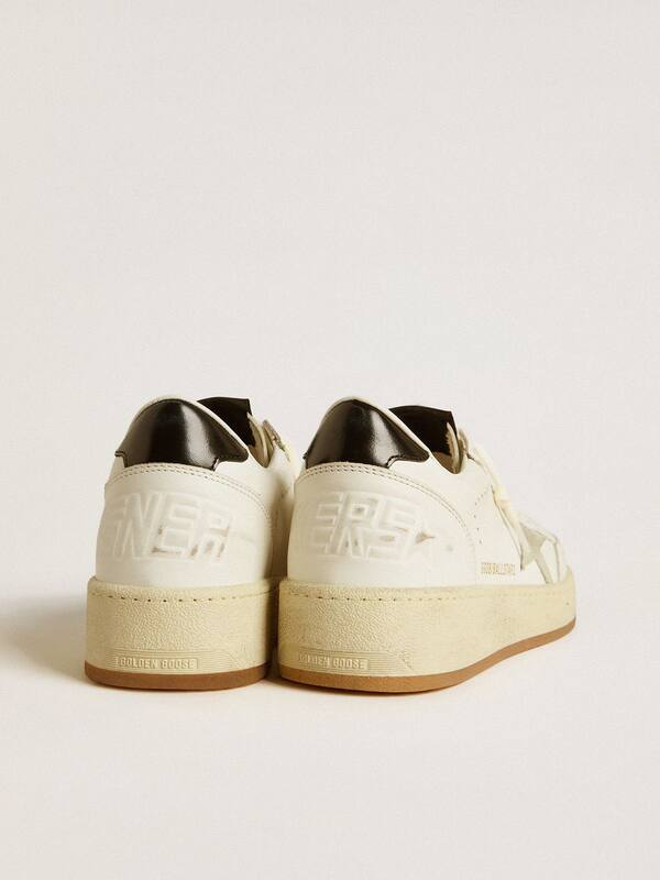 Golden Goose - Ball Star with ice-gray suede star and glossy black leather heel tab in 
