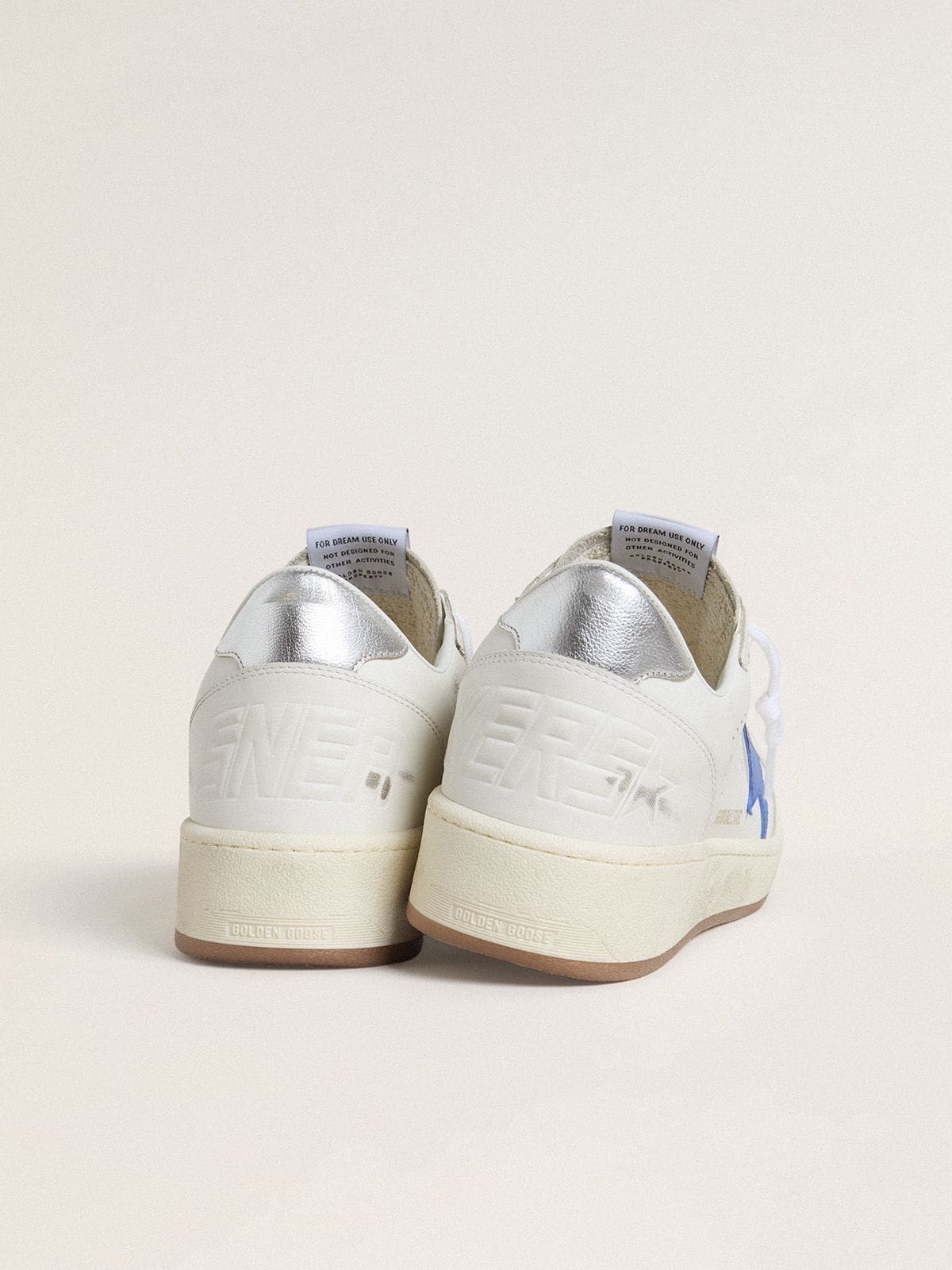 Golden Goose - Ball Star with light blue leather star and silver foiled leather heel tab in 