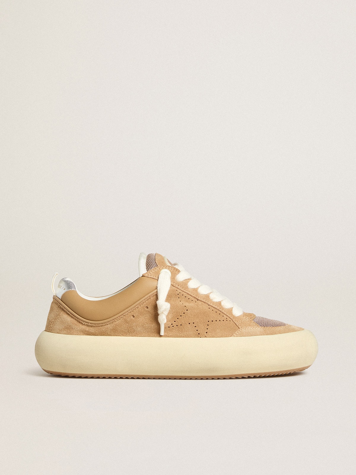 Golden Goose - Men's Space-Star Cube in tobacco suede with perforated star in 