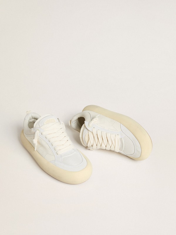 Golden Goose - Men's Space-Star Cube in white leather with perforated star in 