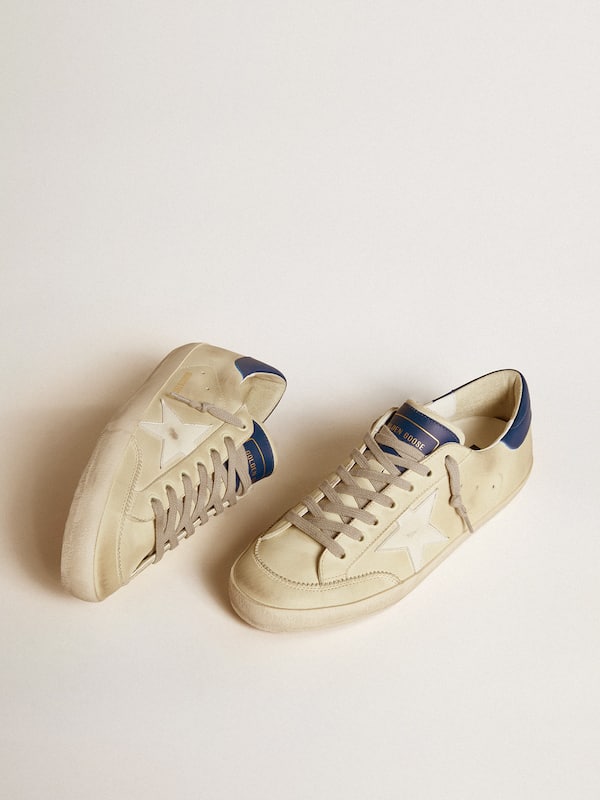 Golden Goose - Men's Super-Star LTD in nubuck with white leather star and blue heel tab in 