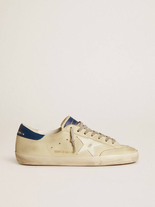 Golden Goose - Men's Super-Star LTD in nubuck with white leather star and blue heel tab in 