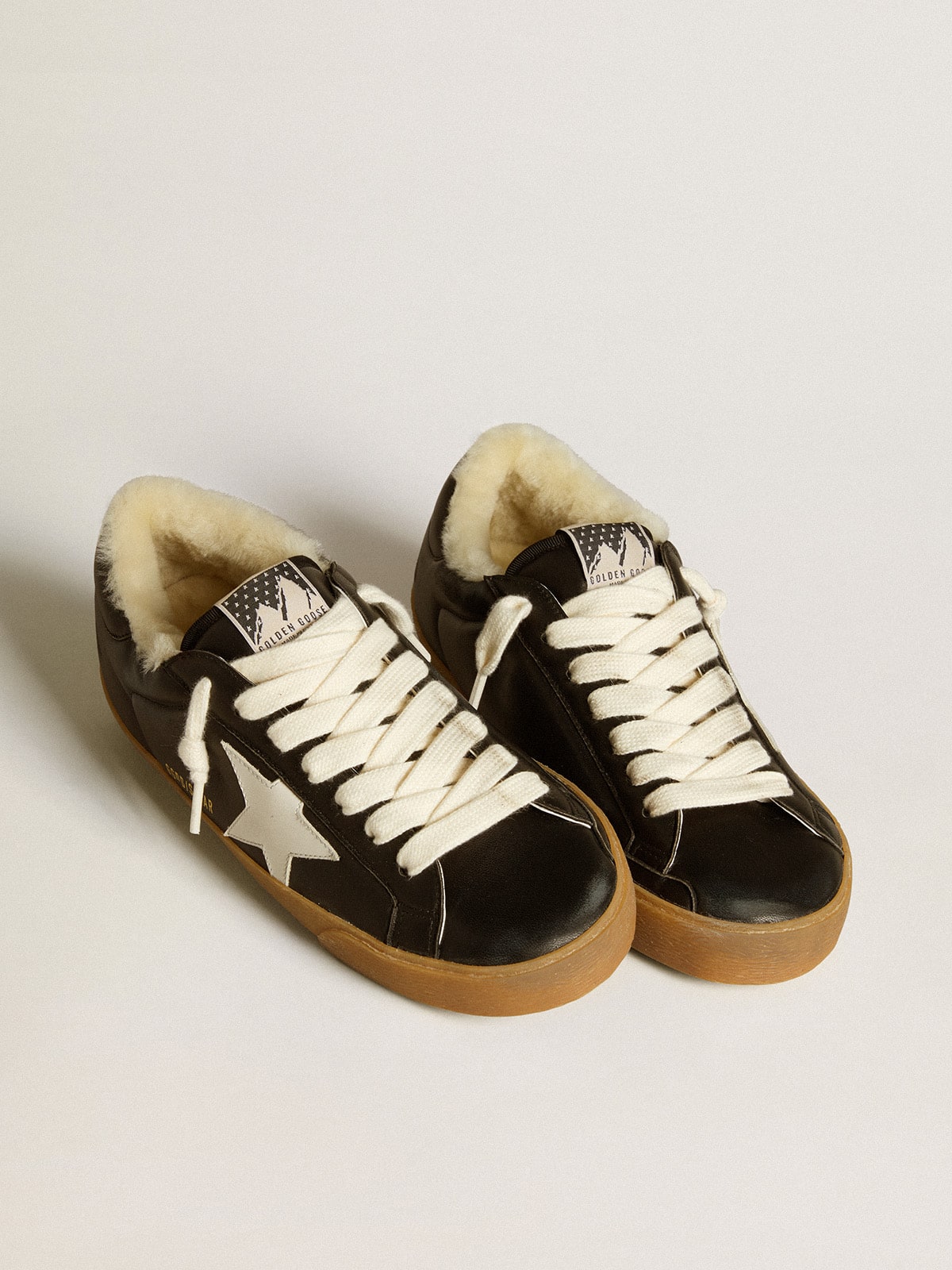 Golden Goose - Super-Star in matelassé nappa with leather star and shearling lining in 