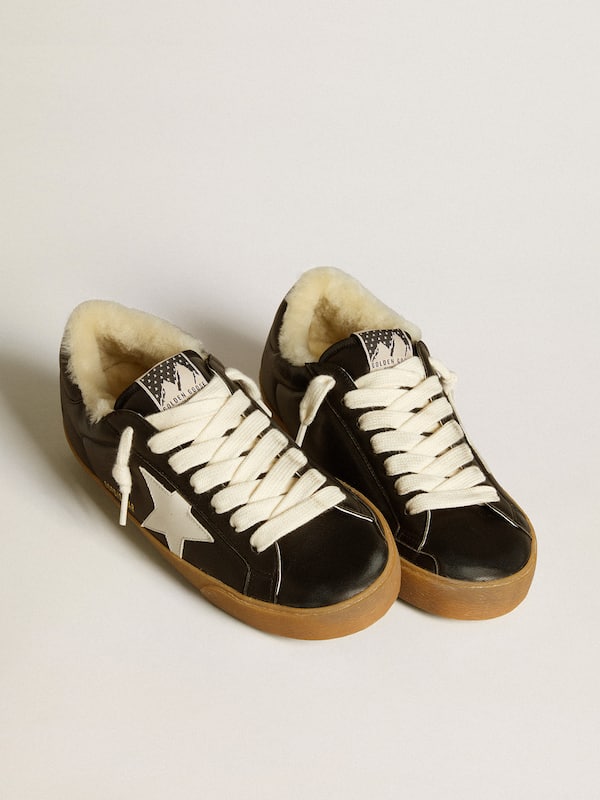 Golden Goose - Men's Super-Star in matelassé nappa with leather star and shearling lining in 