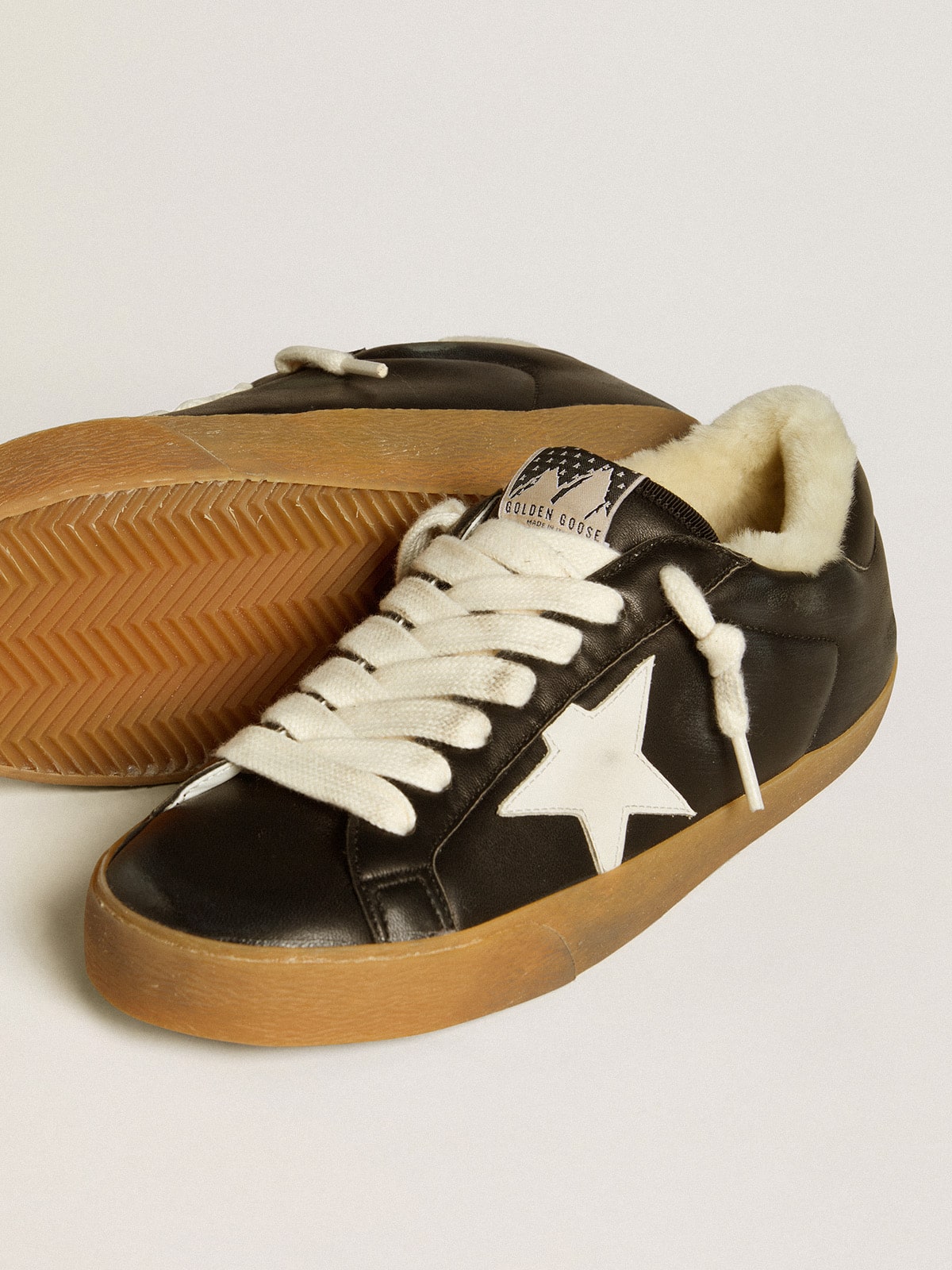 Golden Goose - Super-Star in matelassé nappa with leather star and shearling lining in 