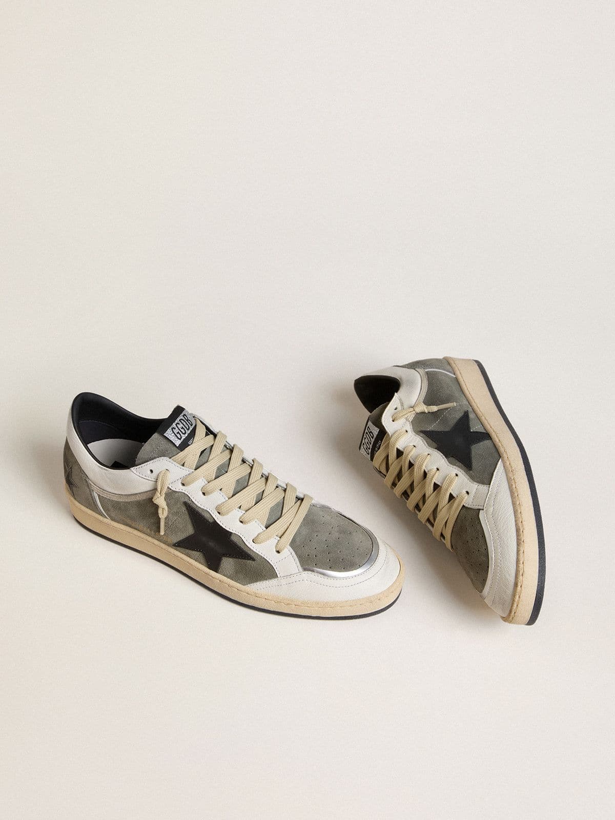Men's Ball Star in gray suede with black leather star and white nappa leather inserts