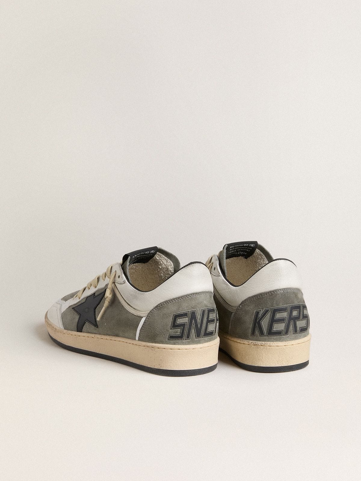 Golden Goose - Men's Ball Star in gray suede with black leather star and white nappa leather inserts in 
