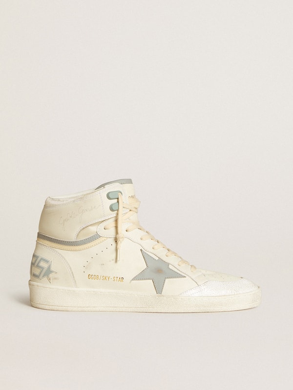 Golden Goose - Men's Sky-Star in leather with light blue leather star and white heel tab in 